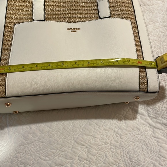 DUNE LONDON woven straw and white  faux leather tote bag - Picture 9 of 16
